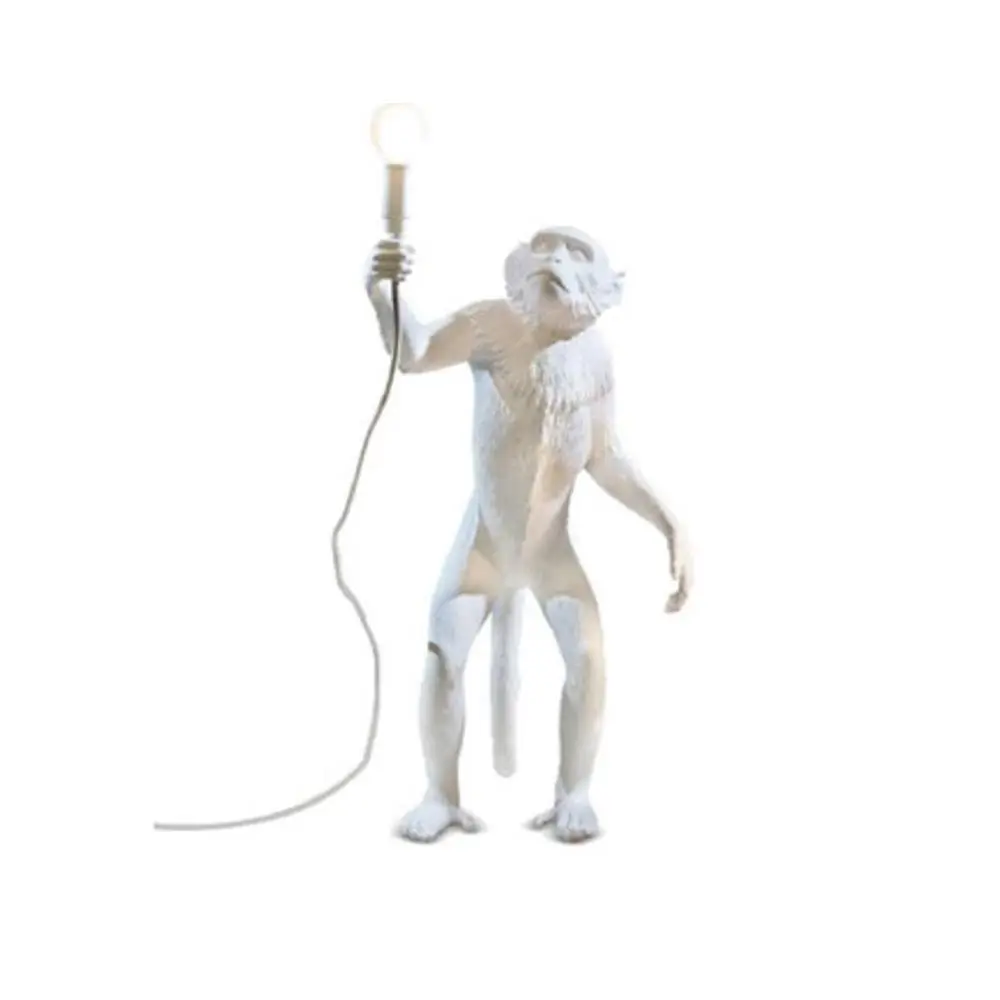 Современная черная, белая, Золотая лампа в форме обезьяны, подвесные светильники, художественный салон, подвесной светильник для кабинета, светодиодные лампы, блеск с E27, светодиодная лампа - Цвет корпуса: White