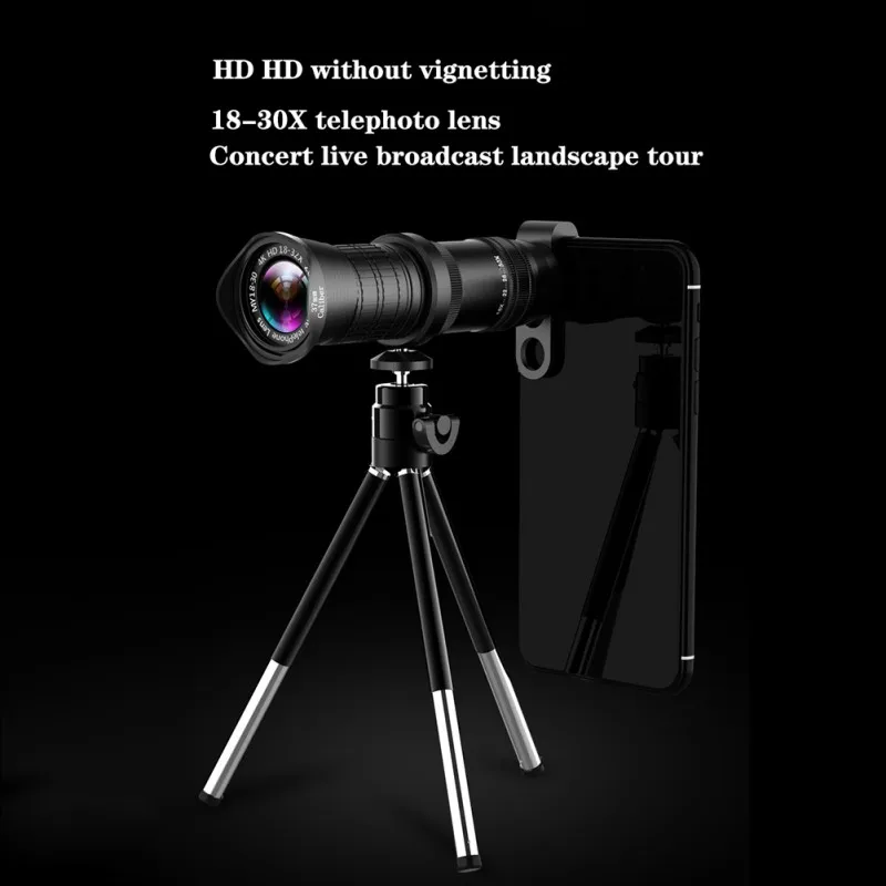 Aluminum Alloy Mobile Phone Universal HD Mobile Phone 18-30 Zoom Lens Dual Focus Telephoto Focus Lens