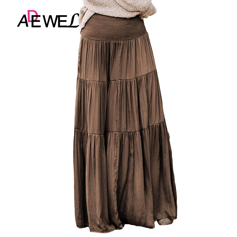 ADEWEL коричневая короткая юбка со сборками, многослойная юбка макси, Faldas Mujer Moda Jupe Femme Faldas Largas Mujer Boho, Женская юбка XL