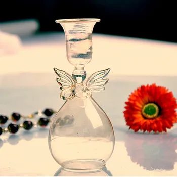 

2pcs/pack Angel Shaped Transparent Glass Candle Holder Christmas Day Glass Ornament Festival Friend Gift Valentine's Day Gift