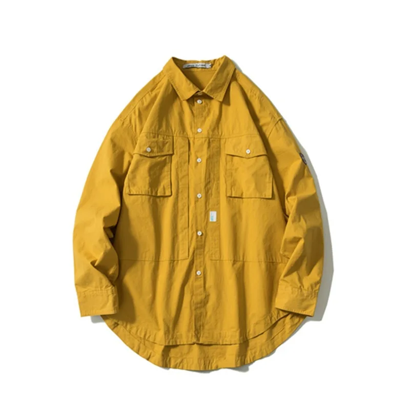

Tang Mu Cool Spring New Style Japanese-style Retro Long Sleeve Fold-down Collar Shirt Men's Trend Casual Loose-Fit Versatile Wor