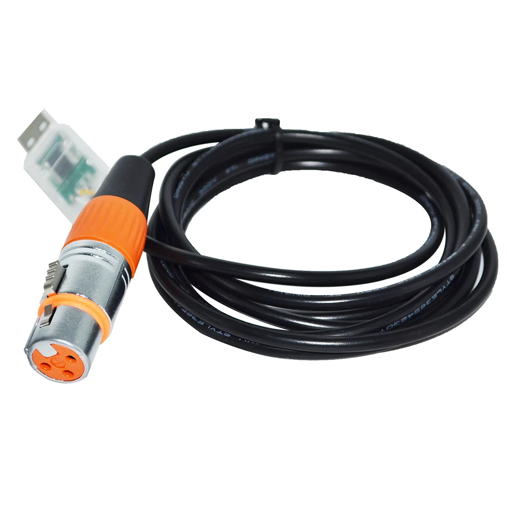 FREESTYLER QLC 단계 번개 관제사를위한 USB 3PIN 3P DMX 512 XLR 여성 변환기 케이블에 다채로운 FTDI RS485 DMX512