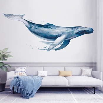 

Large Whale Animals Wall Sticker PVC 3D Art Decal Sticker for Children Room Nursery Wall Decoration Home Decor 155X64cm