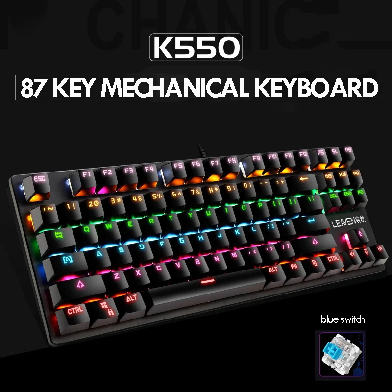 Wired Gaming Keyboard RGB Backlit Mechanical 87 Keys Keyboards