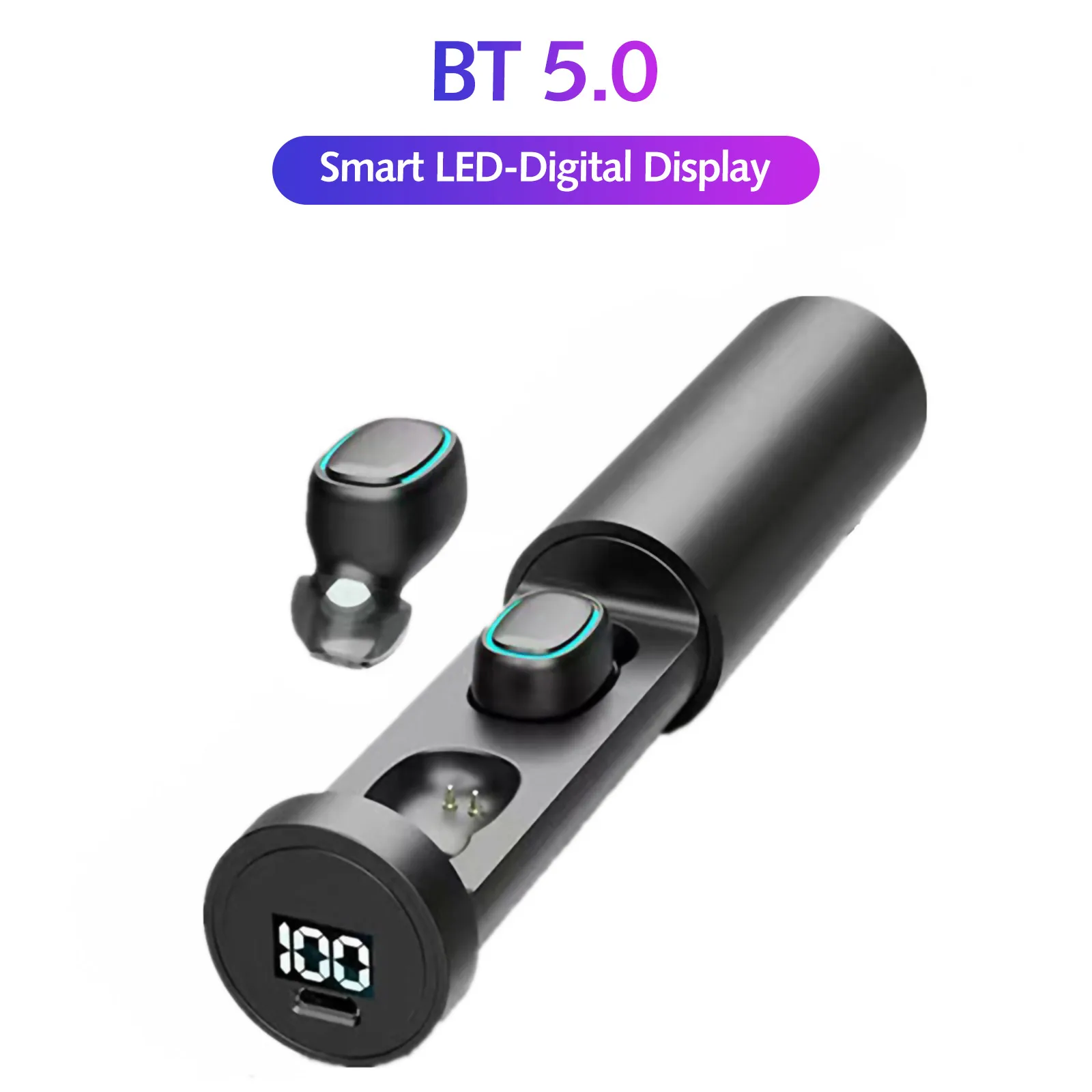 Mini TWS In Ear BT Headphones Waterproof Earphones with LED Digital Display Touch Control Headsets HD Call Earbuds with MIC