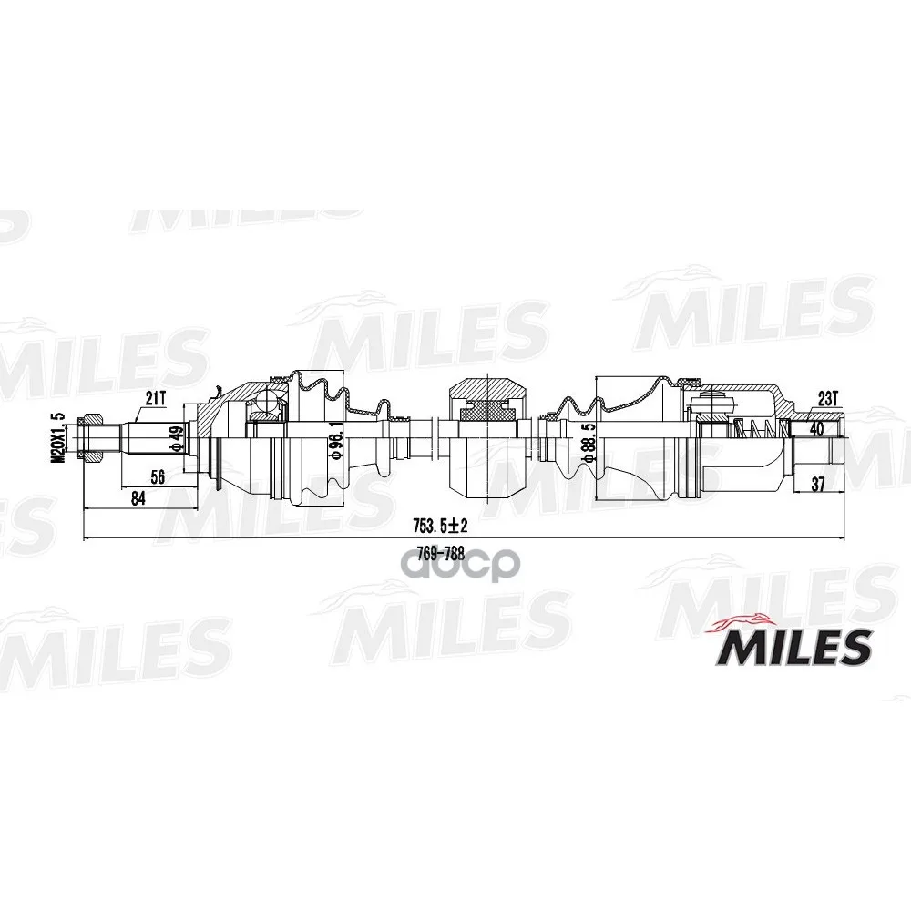 Привод В Сборе Renault Logan I/Sandero 1.2-1.6 04- Прав.-Abs Miles Gc02112 Miles арт. GC02112