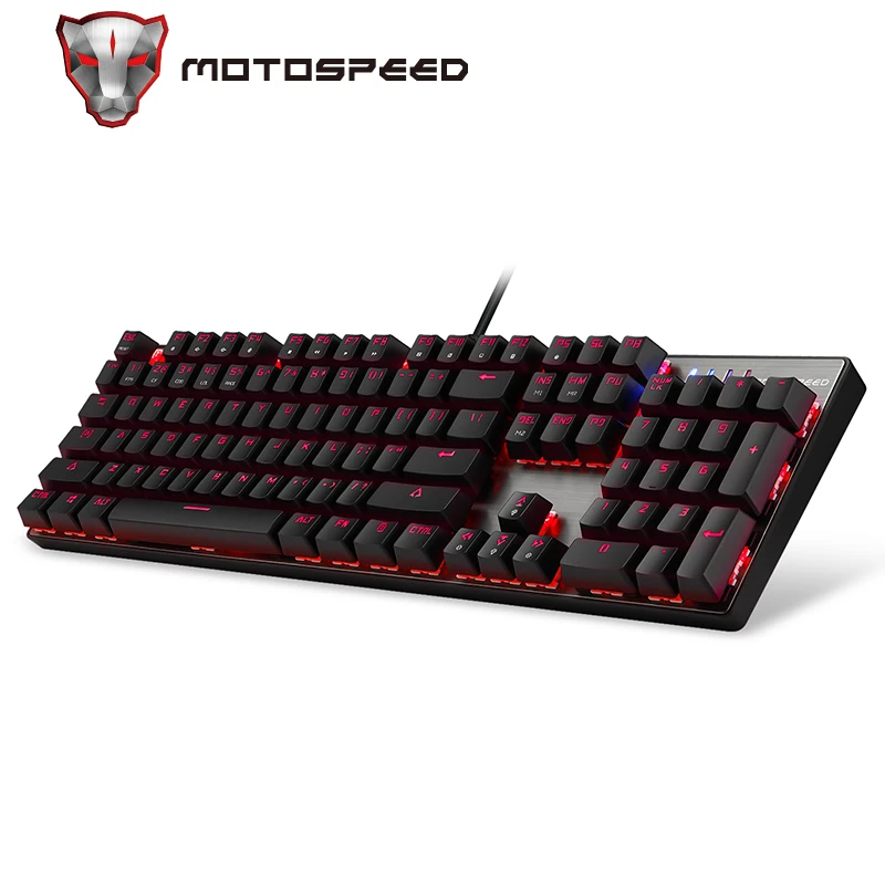 Motospeed CK104 Gaming Mechanical Keyboard Russian English Red Switch Blue Metal Wired LED Backlit RGB Anti-Ghosting for gamer