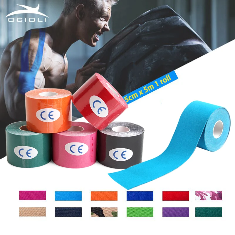 10 Pieces 5cm*5m Kinesiology Tape Sports Muscle Stickers Kinesiotape Roll Cotton Elastic Adhesive Bandage Strain Injury Support | Спорт и