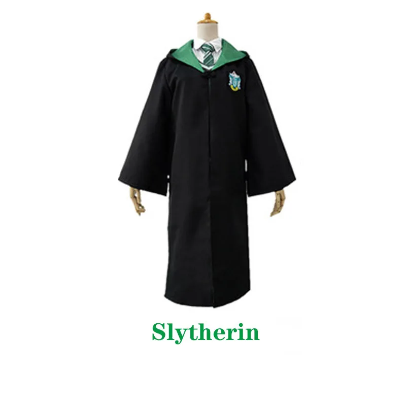 Slytherin 45 маскарадный костюм Поттер Волшебный халат накидка костюм галстук шарф палочка очки Ravenclaw Гриффиндор Hufflepuff Слизерин подарок Поттер - Цвет: Slytherin