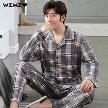 100% Cotton Pijama for Men Plaid Autumn Winter Sleepwear Pajamas Pyjamas Set 3XL Casual Striped Male Homewear Home Clothes