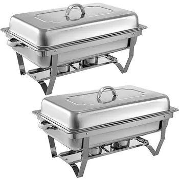 

2X9L Bain Marie Stainless Steel Chafing Dish Food Warmer Stackable Set Tray