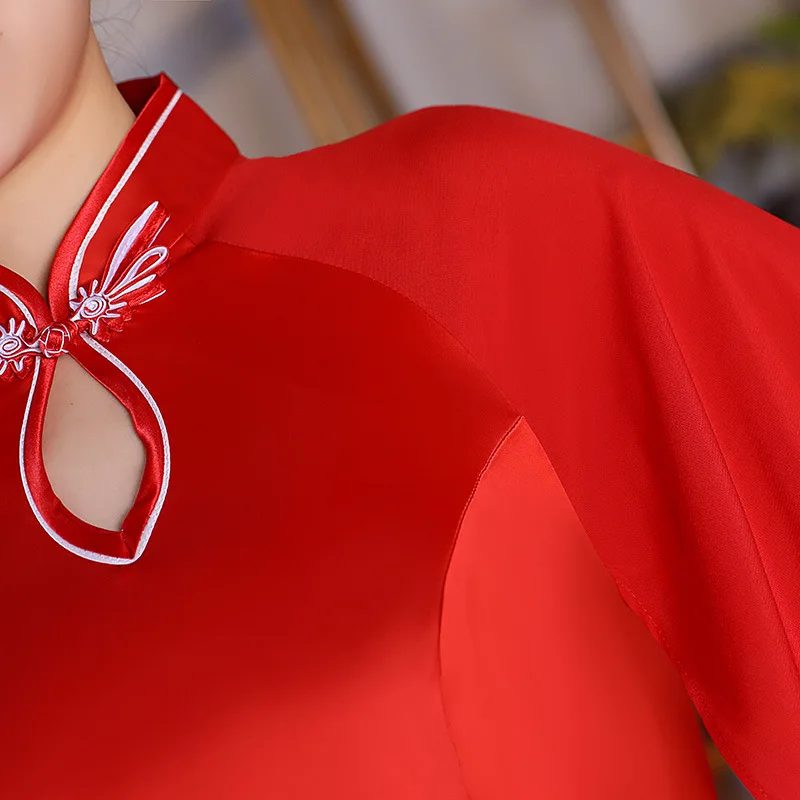 Китайский традиционный Чонсам Летающий рукав печать длинный Cheongsam шоу костюм Ципао платье Vestido Плюс размер S-5XL