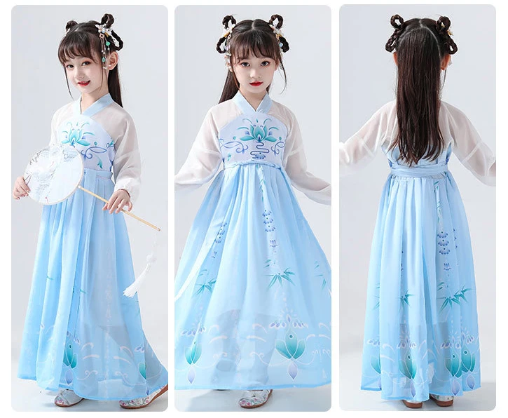 Hanfu/ дизайн, платье с юбкой для девочек осенне-зимние модели с длинными рукавами в стиле ретро, китайский стиль, супер сказочные костюмы, юбка