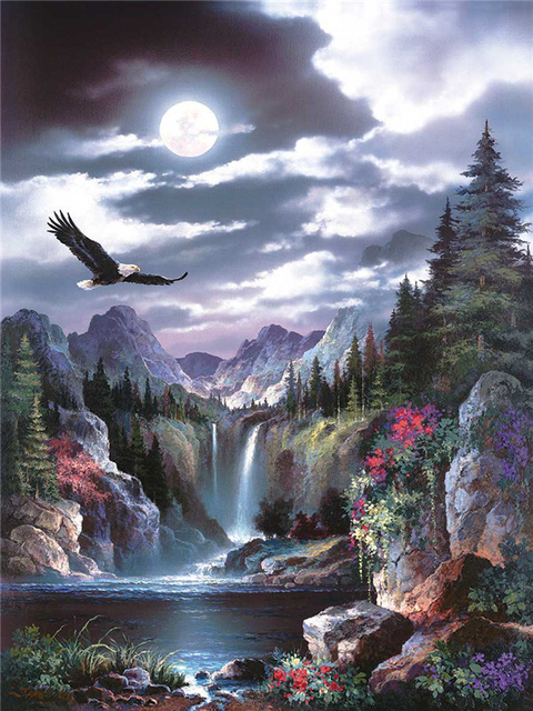 Diamond Painting Waterfall Scenery Full Square Diamond Embroidery Mosaic Picture Of Rhinestones Home Decor Gift