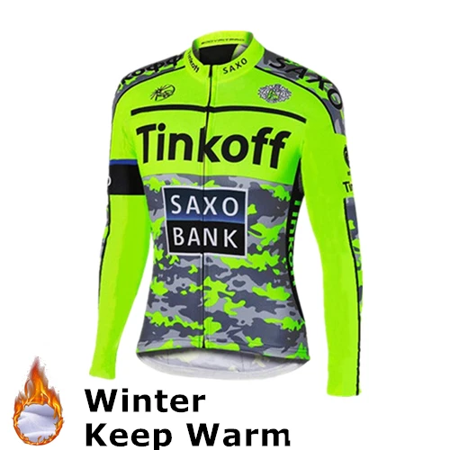 Fluorescent Green Pro Team мужские костюмы зимние велосипедные Джерси Tinkoff Ropa Ciclismo Invierno/комплект одежды для велосипеда Майо Ciclismo Hombre Invierno - Цвет: Fluorescent Green