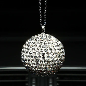

Car Hanging Ball Mirror Pendant Crystal Accessories Rhinestone + metal