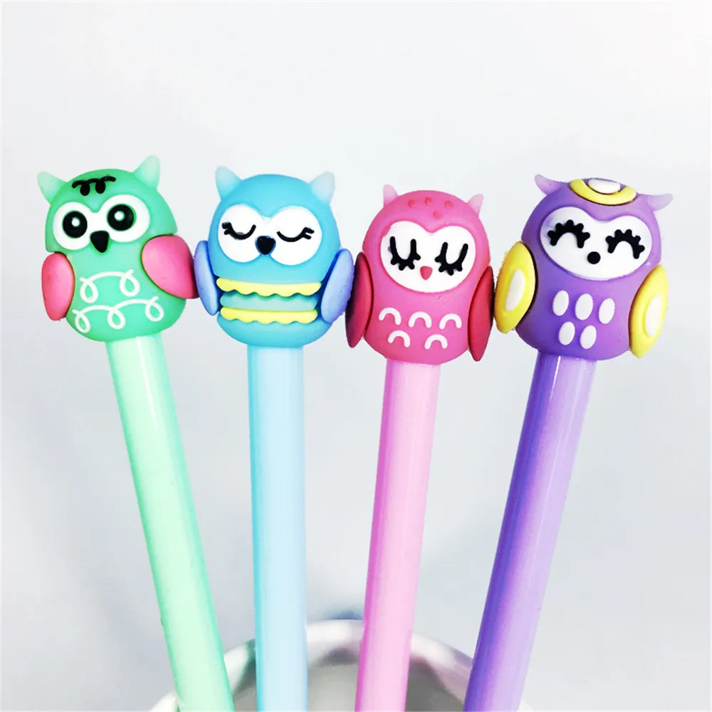 2pcs 0.5mm Cute Cartoon Owl Gel Pens Black Ink Neutral Pens Kawaii