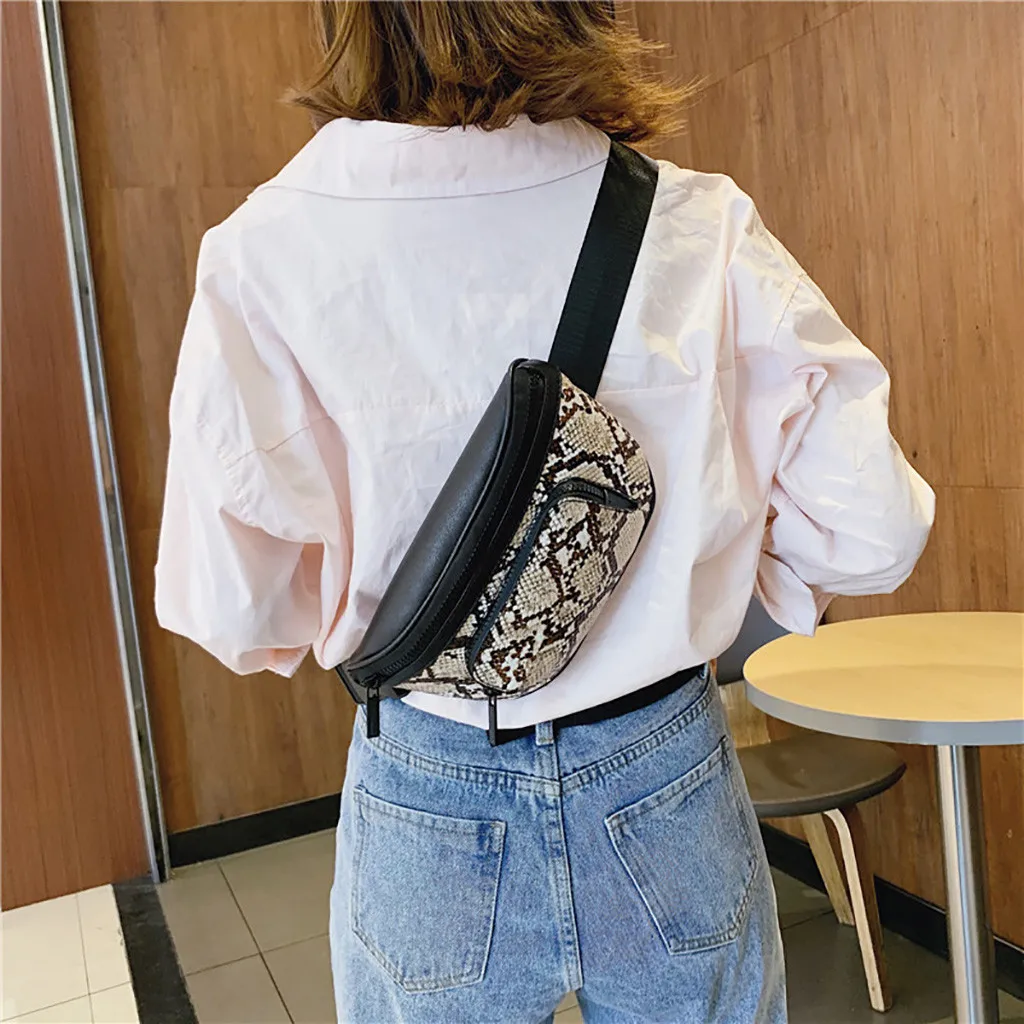 Для женщин поясная сумка из змеиной кожи сумка 2019 поясная сумка кожаная нагрудная сумка, женская мода, с узором под змеиную кожу поясная