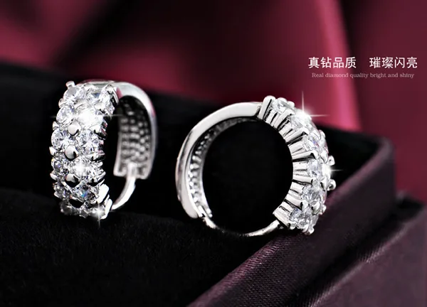 

Ear Clip Korean-style Fashion Diamond Set Double Row Ear Clip Small Ear Ring Copper Silver Plated Ear Stud Ear Rings