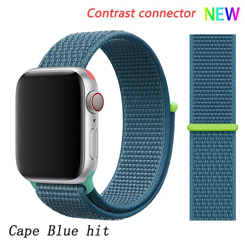 Cape Blue 6 hit Ремешок для apple watch 5 4 band correa apple watch 42 мм 44 мм 38 мм 40 мм iwatch series 5 4 3 2 1 нейлоновый браслет pulseira - Цвет ремешка: Cape Blue 6 hit