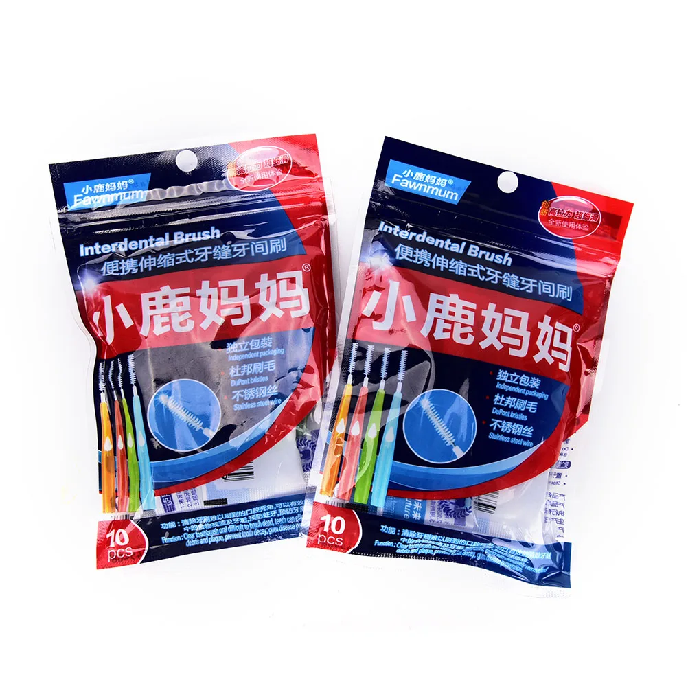 10Pcs Push-pull Interdental Brush Orthodontic Dental Cleaning Brushes Adults Massage Gums Toothpick