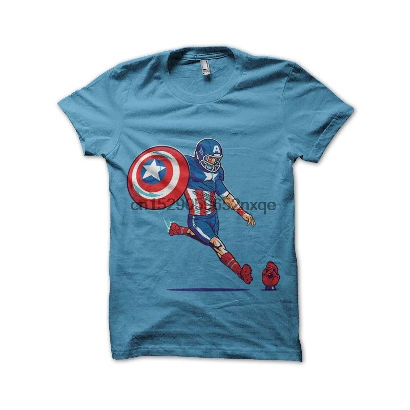 Мужская футболка Капитан Америка Синий Футбол Футболка-Serishirts.com футболки женские