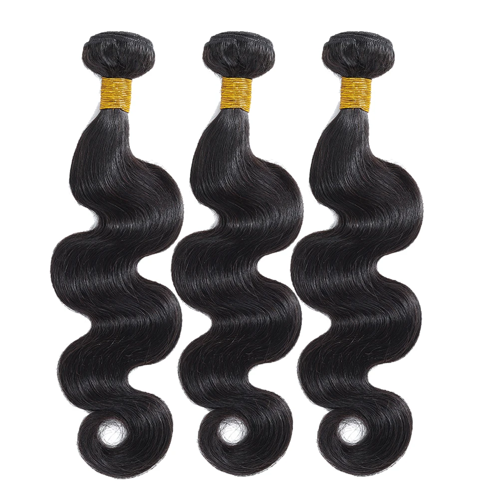 Brazilian Hair Body Wave Human Hair Weave Bundles Non Remy Hair Extensions Natural Color 3/4 Bundle Deals Double Machine Weft