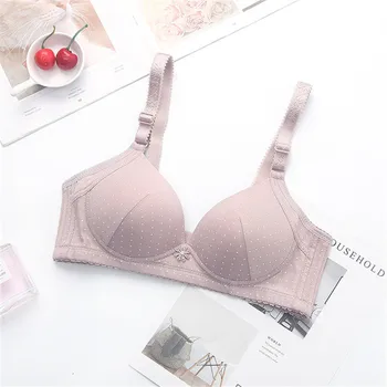 

New cotton comfortable breathable bra candy color gathered underwear push up lingerie