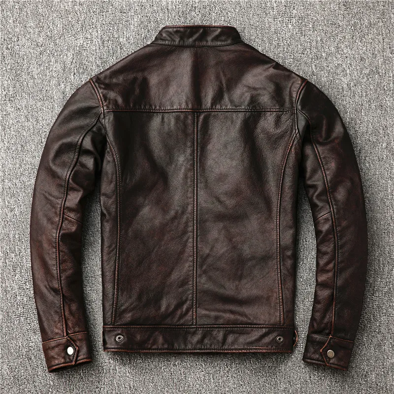 Gratis Verzending. classic Motor Stijl, Vintage Echt Lederen Jas, Mode Mannen Bruin Lederen Jas, Straat Biker Jas, Verkoop Gratis Verzending. classic Motor Stijl, Vintage Echt Lederen Jas, Mode Mannen Bruin Lederen Jas, Straat Biker Jas, Verkoop