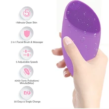 Электрическая IPX7 Водонепроницаемая силиконовая звуковая Очищающая щетка для лица-щетка для лица и массажер-отшелушивающая для лица Глубокая чистка с 4 коло
