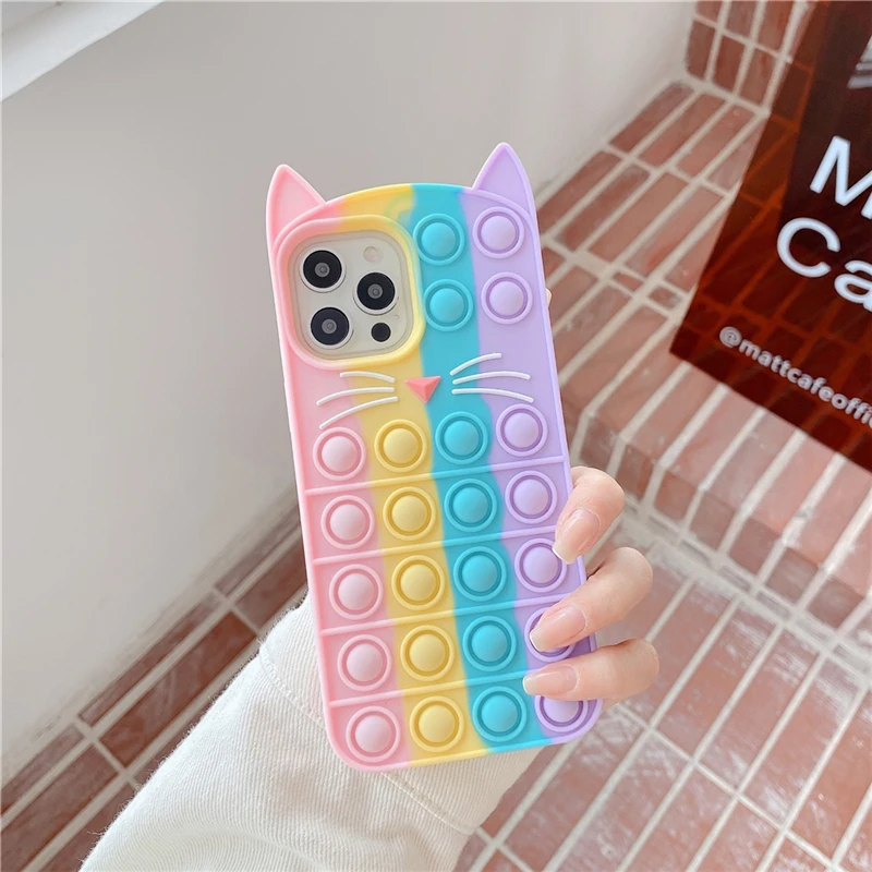 Pop Bubble Fidget Toys Case For Samsung Galaxy A51 A31 A32 A42 A12 A50 A30s J7 Prime M12 M21 M31 M42 F12 F41 Soft Silicone Cover samsung cute phone cover