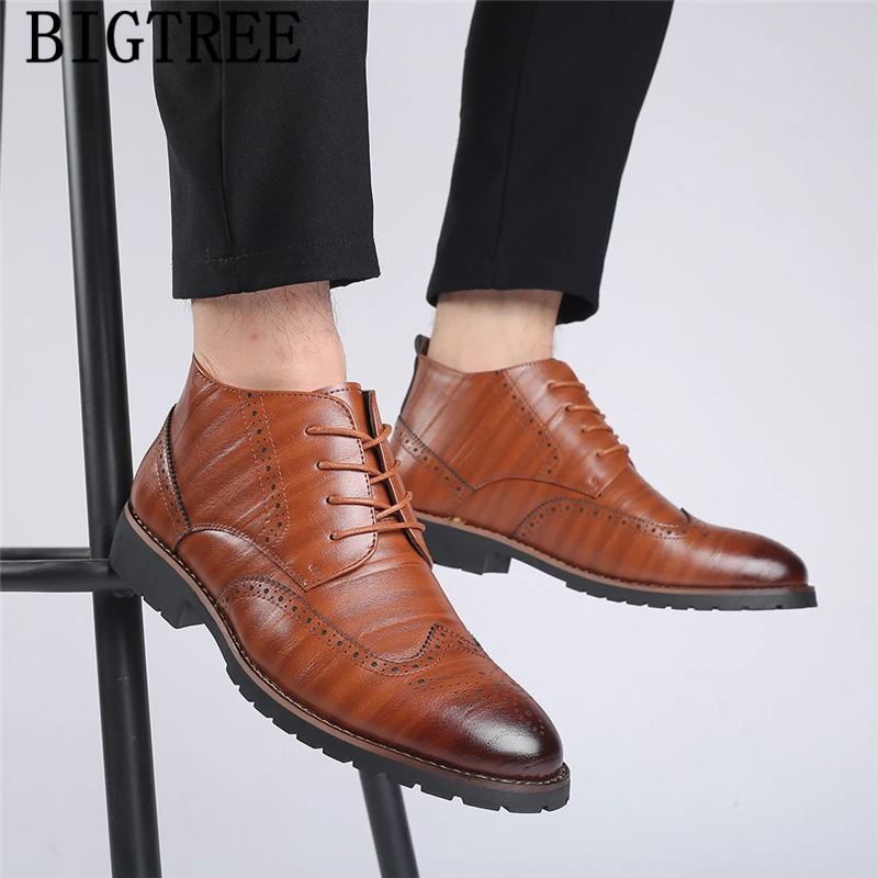 Motorcycle Boots Leather Shoes Mens Dress Boots Coiffeur Designer Shoes Men Ankle Boots Italian Formal Shoes Plus Size Dress