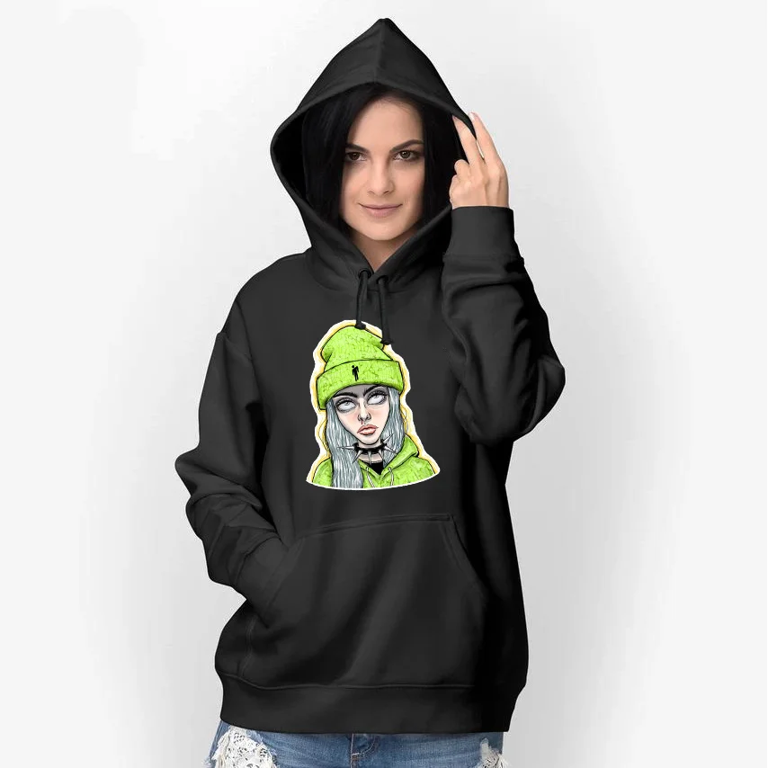 4 Billie eilish/Мужская толстовка; бархатная Толстовка с принтом для девочек-подростков; спортивные толстовки в стиле хип-хоп; Kpop; толстовка с капюшоном больших размеров - Цвет: 4