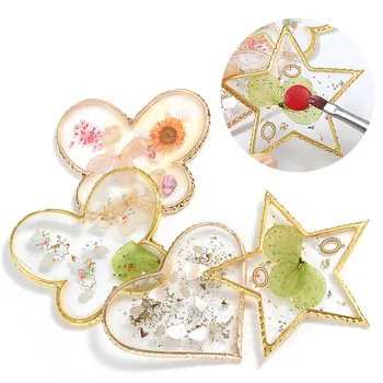 

4 Colors Resin Nail Art Painting Gel Palette Golden Edge Polish Agate Mix Stir Crystal Gem Plate Manicure Accessory New DIY Tool