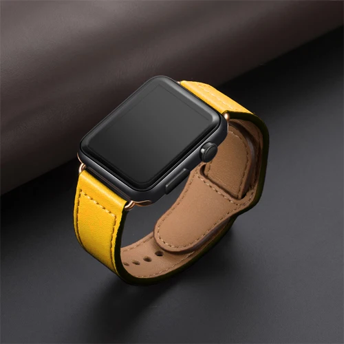 Ремешок из натуральной кожи для apple watch - Цвет ремешка: NEW yellow