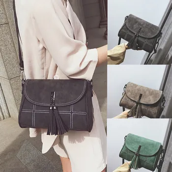 

Fashion Lady Retro Tassel Scrub Simple Versatile Shoulder Bag Messenger Bag Bolsas De Mujer Bolso Grande Mujer#sw