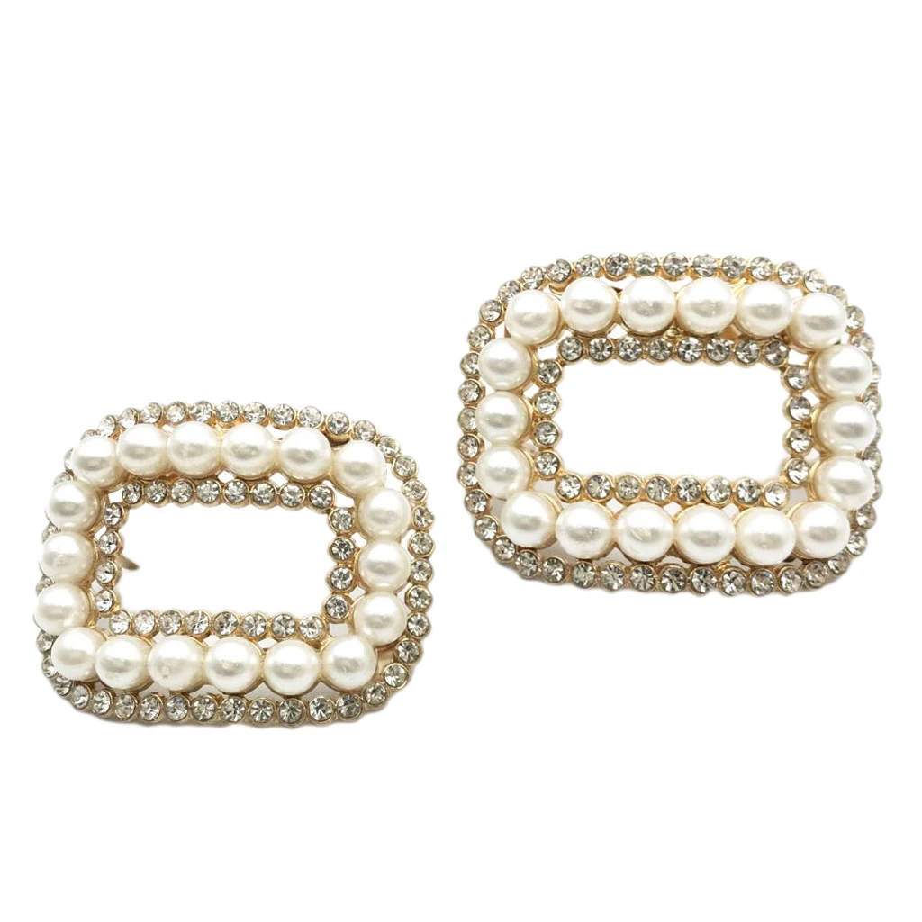 1 Pair Faux Pearl Shoe Buckle Shoe Clips For Wedding Party Shoe Decoration