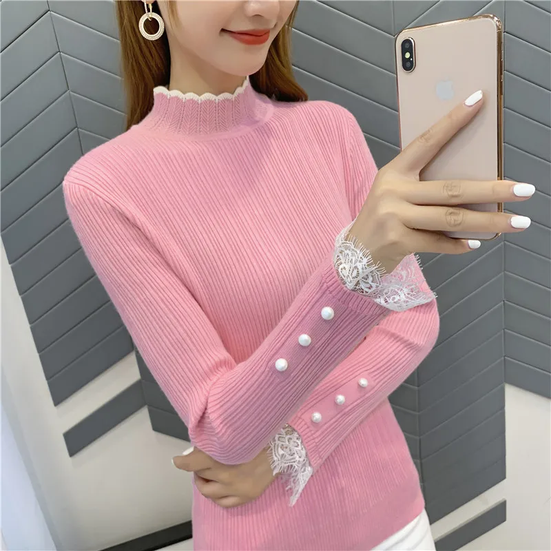 Пуловер Blusas De Inverno Feminina, 9411, настоящая фотография, утепленный джемпер с кружевными рукавами, 38- 1-й этаж, 3 ряда, 4 полки - Цвет: see chart