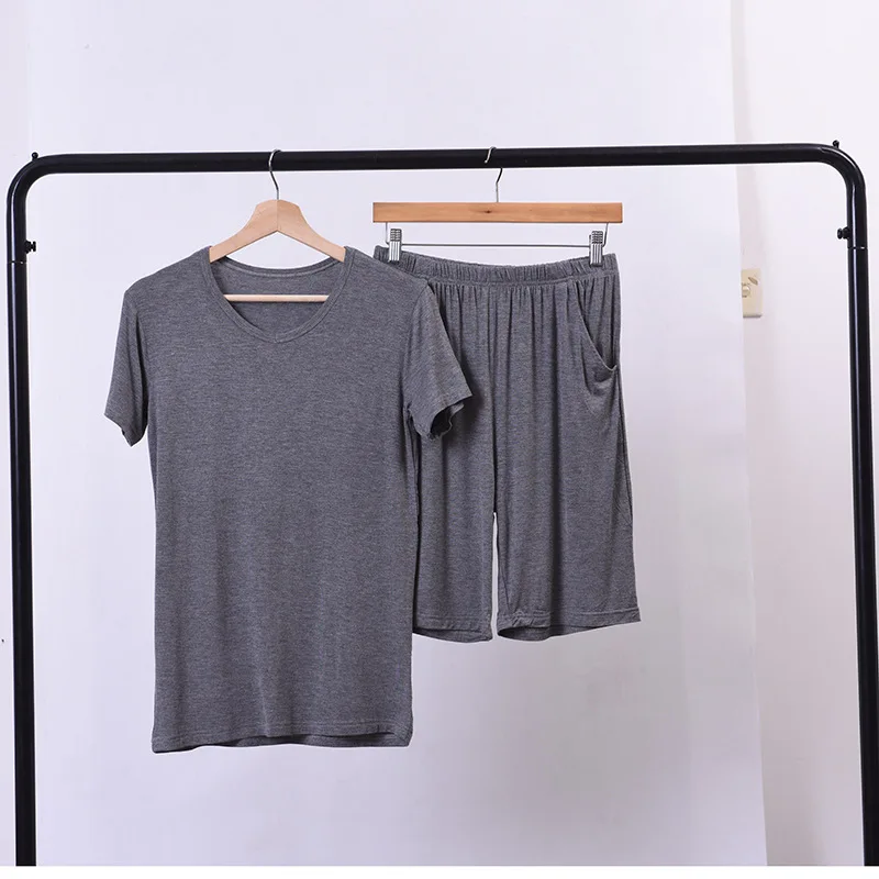 Plus Size 6XL 7XL 8XL 50-170KG Summer Modal Home Wear Set Men Pajamas Sets Soft Casual Sleep Wear Short Sleeve Top and Shorts pajamas set,man pajamas set