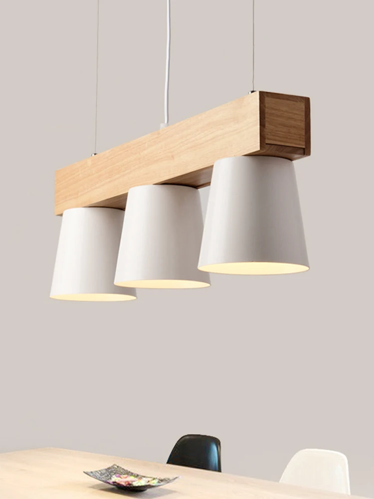 Подвесной светильник BOTIMI в скандинавском стиле с тройным металлическим абажуром Lamparas Colgantes, современный деревянный подвесной светильник E27, подвесной светильник