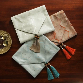 

DUNXDECO Table Runner Dinner Party Long Table Cover Fabric Modern Simple Geometric Wave Jacquard Garden Desk Decorating Textile