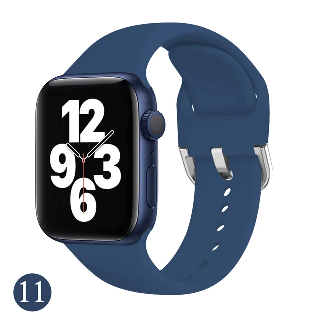 Soft Rubber Sport Band For Apple Watch SE 44mm 40mm Buckle Strap on Smart iWatch Correa Watchband Bracelet Series 65432 42mm38mm Navy blue