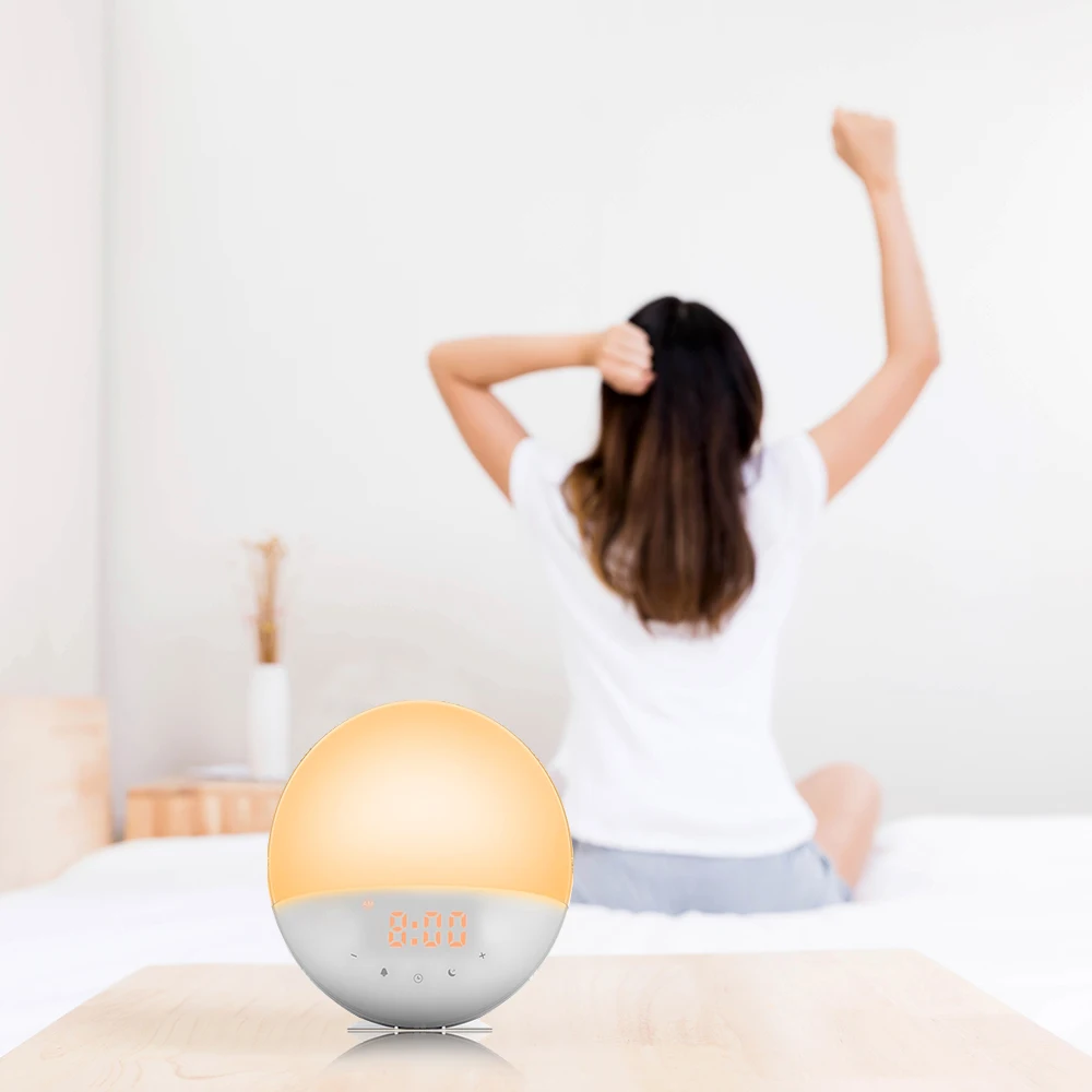 Multifunctional Wake Up Alarm Clock Simulation Digital Clock With FM Radio 7 Colors Light Sounds Function Touch Control