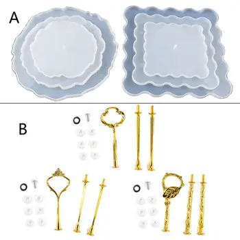 

3 Tier Square Cake Fruit Food Plate Stand Resin Casting Mold Irregular Fruit Disc Big Plate Resin Mold Fruit Tray Moulds