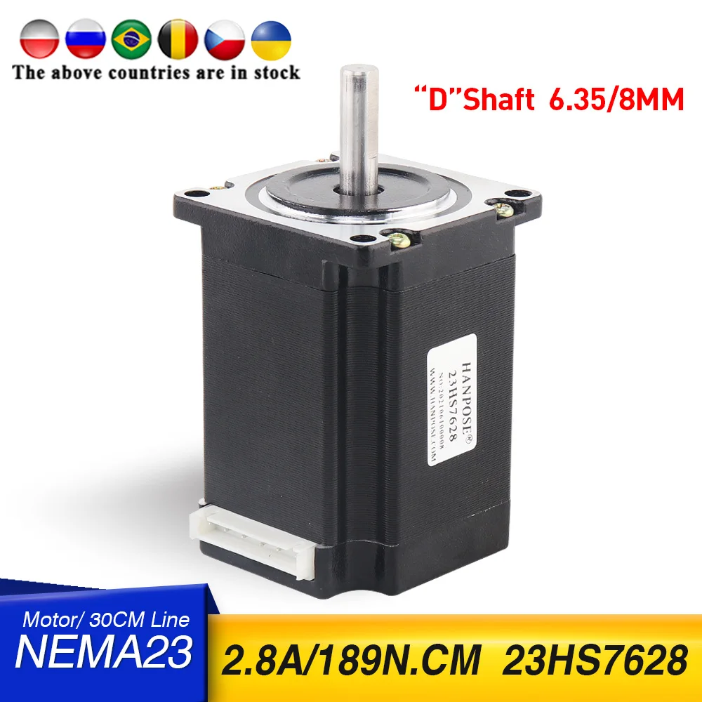 Nema 23 Stepper Motor Phase 23hs7628 4-leads 76 mm 2.8a 189n.cm Impressora 3d Cnc Acessórios para Máquinas Médicas Beleza 1pc