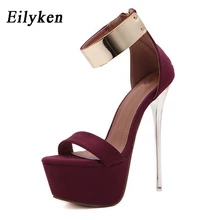Eilyken/; женские босоножки; летние туфли-лодочки на платформе на очень высоком каблуке 16 см; туфли для клубов вечеринок; женские сандалии-гладиаторы с блестками