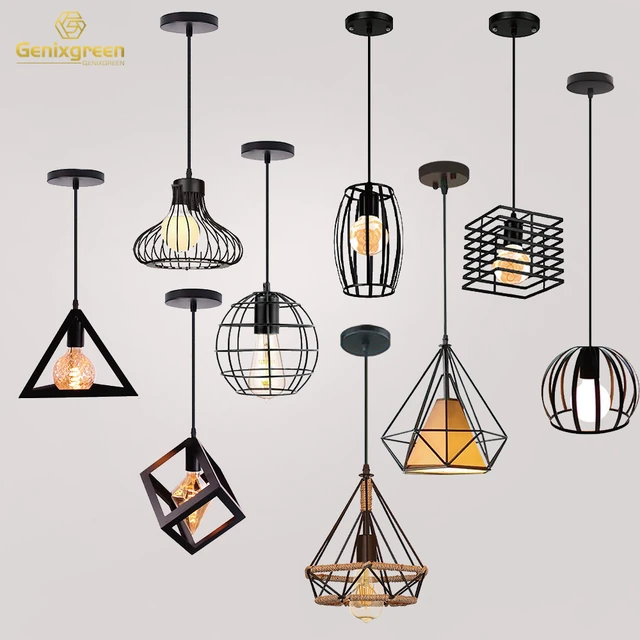 Lámpara Colgante Retro Industrial, Luminaria de Metal Negro Nórdico con  Forma de Jaula de Hierro para Loft, Cocina, Lámparas Colgantes, Ajustables,  Vintage lamparas modermas de techo，lamparas colgantes para techo，lampa -  AliExpress