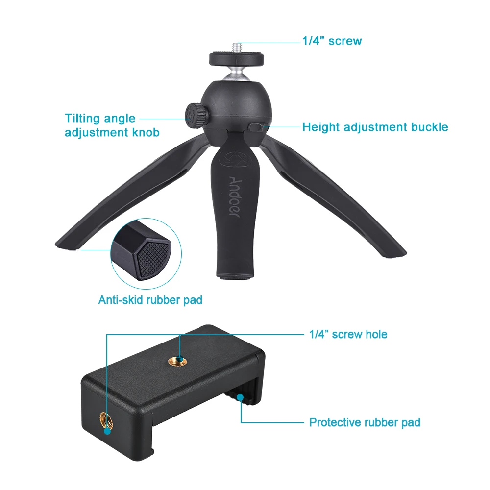 Andoer K7 мини телефон штатив ж/регулируемый держатель телефона для DSLR камеры Экшн камеры 57-87 мм смартфон штатив селфи палка