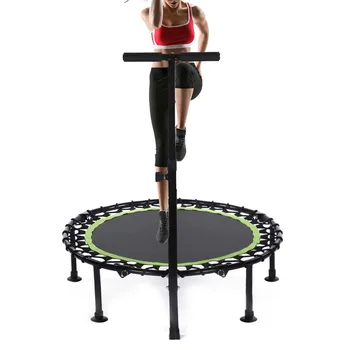 

Indoor Trampoline with Adjustable Handle Bar Exercise Trampoline Silent Bungee Rebounder Jumping Cardio Trainer Workout Fitness