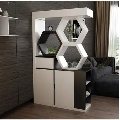 Living room entrance porch cabinet household shoe cabinet integrated modern simple light luxury wind double-sided shelf wine